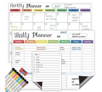 Evapure Magnetic Calendar Planner for Fridge, Monthly, Weekly & Daily Planners, Magnetic Whiteboard Fridge Calendar, Track Your Month with Ease - Includes 8 Markers & 1 Eraser