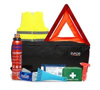 EVAQ8 Car Breakdown Emergency Kit with Fire Extinguisher - Complete Roadside Safety Kit with First Aid, Warning Triangle, Hi Vis Vest, Torch & Blanket