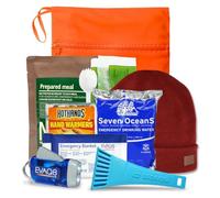 EVAQ8 Driver's Winter Car Safety Kit with Hot Food, Drinking Water, Emergency Blanket, Warm Hat, Hand Warmers, Torch for Emergencies & Breakdowns During UK Winter Months