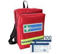 EVAQ8 Grab Bag with 100 Silver Foil Emergency Blankets For First Aid And Evacuations