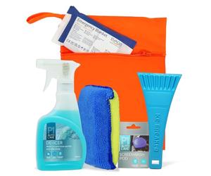 EVAQ8 Winter Car Essentials Kit For Icy Mornings Deicer - Ice Scraper - Windscreen Demister Pad - Screenwash Concentrate - Emergency Blanket