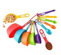 Evarbuild 12 Pcs Plastic Measuring Cups and Spoons Set,Colored Kitchen Measure, Great for Baking and Cooking(Random Color)