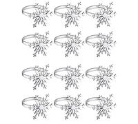 Evarbuild 12 Pieces Snowflake Napkin Rings Christmas Snowflake Napkin Holder Rings for Christmas Holiday Table Decoration (Silver)