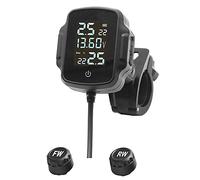 Evarbuild TPMS Motorbike Tire Pressure Monitoring System Tyre Temperature Alarm System with 3.0 USB Charger