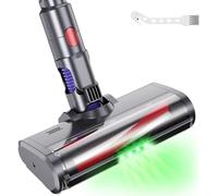 EVARY Brush Compatible with Dyson Vacuum Cleaners V7 V8 V10 V11 V15, Replaceable Brush Head with Direct Drive Accessory with 4 LED Lights for Parquet, Hard Floors and Carpets