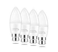 EvaStary B22 Bayonet Candle Bulb, LED Bayonet Light Bulb B22 40W Equivalent, B22 LED Candle Bulbs Cool White 6000K, C37 LED 5W Bayonet Candle Cap, Non-Dimmable,Pack of 4