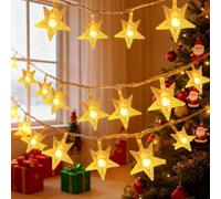 EvaStary Battery Operated Star Fairy Lights Indoor, 6M 40 LED Warm White Star String Lights, 2 Modes Christmas Window Lights for Bedroom Wedding Party Decoration