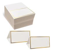 EVASTER Premium Tent Name Place Cards Pack of 100 - Gold Foil Border - Perfect for Weddings, Banquets & Events