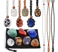 Evatage Unisex Multicolour 7pcs Chakra Crystals & Healing Stones Set, Adjustable Crystal Cage Necklaces for Yoga, Meditation, Jewelry Making, Home Decor