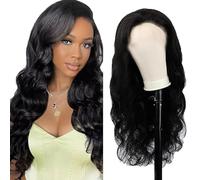 Evaxilc 5 x 5 HD Lace Front Wig Human Hair Wig Brazilian Virgin Hair No Tangle Body Wave Real Hair Wig #1B Natural Black 150% Density for Women 18 Inches