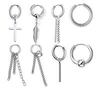 EVBEA 5-18 Pcs Earings for Womens Men Teenagers Kpop Drop Dangle Hoop Long Chain Cross Pierced Stud Earrings Stylish Novelty Gift Fashion Jewelry