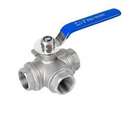 EVBELGBPZ DN15 DN20 DN25 DN32 DN40 DN50 Sainless Steel Three Way Ball Valve T Type 304 Internal Threaded Manual Valve(DN08)