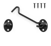 EVCUHASL 5 Inch Privacy Hook and Eye Latch, Black Iron Barn Door Lock Cabin Hooks, Eye Hook Latch for Gate Shutters Window Slide Barn Shed Cabinet, Sliding Door Lock Eye for Indoor Outdoor, 1 Pack