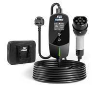 EVDANCE EV Charger Cable Type 2 to 3 Pin Plug 10m [6-13A] Current Adjustable Portable Electric Car Charger with 0-12h Time Delay, IP66, Type 2 Charging Cable for EV & PHEV, Black