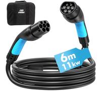 EVDANCE Type 2 EV Charging Cable, 16A | 11kW | 6m/19.68ft | 3 Phase | Type 2 to Type 2, Electric Vehicle Car Plug-in Fast Charging Cable for Model S/X/Y/3, 330e, i3, Kuga, Ionic, ZS, Kona & More