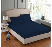 EVDEKOR Egyptian Cotton Bedding Fitted sheet Sets Easy Care Mattress Protector Soft Brushed Extra Deep Pocket 30cm Navy Super King Size 183x200cm Fade Resistance Home Bedsheets