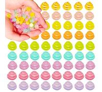 EVDERS 100Pcs Mini Resin Poop Figures Unicorn Poop Figurines Bulk Mini Poop Figurines Colorful Fake Poops for Fairy Garden Moss Landscape Desktop Decorations