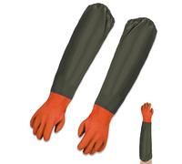 EVDZNA Cleaning Gloves for Pond, A Long Section of Safety Work Gloves, Long Rubber gloves, Waterproof Gloves, 74 CM, Orange