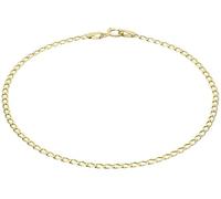 EVE Jewellery 14k Gold Plated Curb Chain Bracelet for Women - 2mm Flat Figaro Diamond Cut - 17cm Length