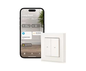 Eve Shutter Switch - Smart Roller Shutter Control with Built-in Schedules, Adaptive Shading, Siri Voice Control, Timer, Remote Access, No Bridge Needed, Bluetooth/Thread, Apple HomeKit