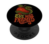 Eve Was Framed Feminist Snake Apple Retro Garden Design PopSockets Adhesive PopGrip