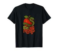 Eve was Framed Feminist Snake Apple Retro Garden Design T-Shirt