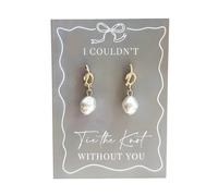 EVE & WILD Tie the Knot Bridesmaid Proposal Pearl Earrings - Gold or Silver Plated, Nickel-Free, Bridal Party Jewellery Gift, 1 Pair