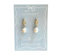 EVE & WILD Tie the Knot Bridesmaid Proposal Pearl Earrings - Gold or Silver Plated, Nickel-Free, Bridal Party Jewellery Gift, 1 Pair
