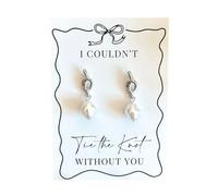 EVE & WILD Tie the Knot Bridesmaid Proposal Pearl Earrings - Gold or Silver Plated, Nickel-Free, Bridal Party Jewellery Gift, 1 Pair