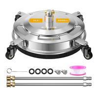 EVEAGE 15.5" Pressure Washer Surface Cleaner, Power Washer Surface Cleaner with 4 Wheels, Stainless Steel Housing Power Washer Accessories with 2 Extension Wands, Replacement Nozzles & 4000 PSI,EP006