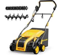 EVEAGE 16-Inch 15-Amp Electric Dethatcher and Scarifier 5-Position Depth Adjustment,Removeable 14.5-Gal Collection Bag,Quick-Fold,Airboost Technology Increases Lawn Health