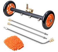 EVEAGE 2-in-1 Undercarriage Pressure Washer Water Broom, 16" Under Car Pressure Washer Attachment with Extensions Wash Mitt, 4000 PSI, Blaze Orange