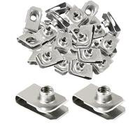 Evecad 40 Packs 1/4" - 20 Stainless Steel Regular Extruded U Nuts, U Style Clip-on Nut, U Type Nut, U-nut, U-Type Fasteners