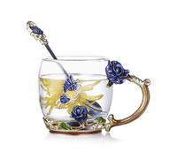 evecase Enamels Butterfly Flower Tea Cup/Coffee Mug with Spoon Set,