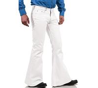 EVEDESIGN 70s Disco Pants for Men,Mens Bell Bottom Jeans Pants,60s 70s Bell Bottoms Vintage Denim Pants Jeans for Men, White, Medium