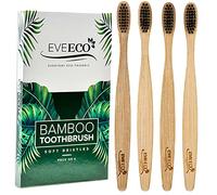 EveEco 4 Count I Bamboo Toothbrush I Soft Bristles Best for Sensitive Gums I Charcoal I Vegan I Natural Wood I BPA Fee I Recyclable I Compostable I Biodegradable | Environmentally Friendly