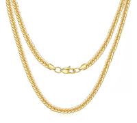 Evegfts Silver Chain 18K Gold Chain for Men Women, 6/8/10/11MM Diamond Cut Miami Cuban Link Chain Necklace Stainless Steel Mens Necklace 18/20/22/24/26Inch, 20 inch, Stainless Steel, No Gemstone