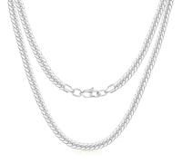 Evegfts Silver Chain 18K Gold Chain for Men Women, 6/8/10/11MM Diamond Cut Miami Cuban Link Chain Necklace Stainless Steel Mens Necklace 18/20/22/24/26Inch, 24 Inch, Stainless Steel, No Gemstone