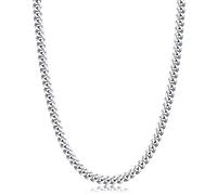 Evegfts Silver Chain Mens, 5MM Diamond Cut Mens Chain Necklace Miami Cuban Chains for Men Women Jewelry Gift for Women Men Boy Girls Super Sturdy Shiny Mens Necklaces 22 Inch