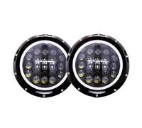 EVEKHAHHRB Headlamp Assembly 2pcs For Land For Rover For Defender 7" LED Halo Headlights With H47inch Headlamp With Amber Turn Signal Front Headlight(90W halo black)
