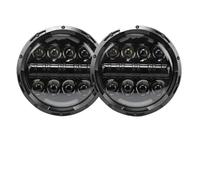 EVEKHAHHRB Headlamp Assembly For Land For Rover For Defender 7" 2pcs Car LED Halo Headlights Assembly With H47inch Headlamp With Amber Turn Signal Front Headlight(80w black)