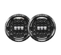 EVEKHAHHRB Headlamp Assembly For Land For Rover For Defender 7" 2pcs Car LED Halo Headlights Assembly With H47inch Headlamp With Amber Turn Signal Front Headlight(90w black)