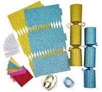 evelay 12 Make Your Own Christmas Cracker kit Crackers Hats Snaps Blue & Gold