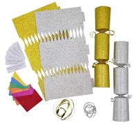 evelay 12 Make Your Own Christmas Cracker kit Crackers Hats Snaps Red Gold Green Blue Pink White Silver Glitter Crackers (Gold and Silver)