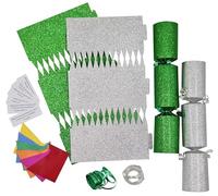 evelay 12 Make Your Own Christmas Cracker kit Crackers Hats Snaps Red Gold Green Blue Pink White Silver Glitter Crackers (Green and Silver)