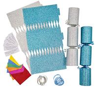 evelay 12 Make Your Own Christmas Cracker kit Crackers Hats Snaps Silver & Blue