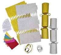 evelay 12 Make Your Own Christmas Cracker kit Crackers Hats Snaps Silver & Gold