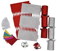 evelay 12 Make Your Own Christmas Cracker kit Crackers Hats Snaps Silver & RED