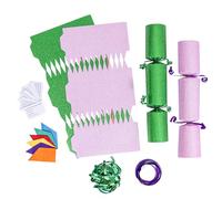 evelay 12 Make Your Own Christmas Cracker Kit DIY Baby Pink & Green Glitter Crackers Hats Snaps Jokes (Baby Pink, Green)