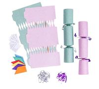 evelay 12 Make Your Own Christmas Cracker Kit DIY Baby Pink & Light Green Glitter Crackers Hats Snaps Jokes (Baby Pink, Light Green)